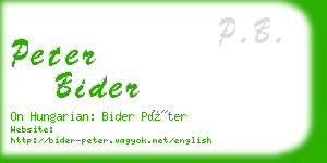 peter bider business card